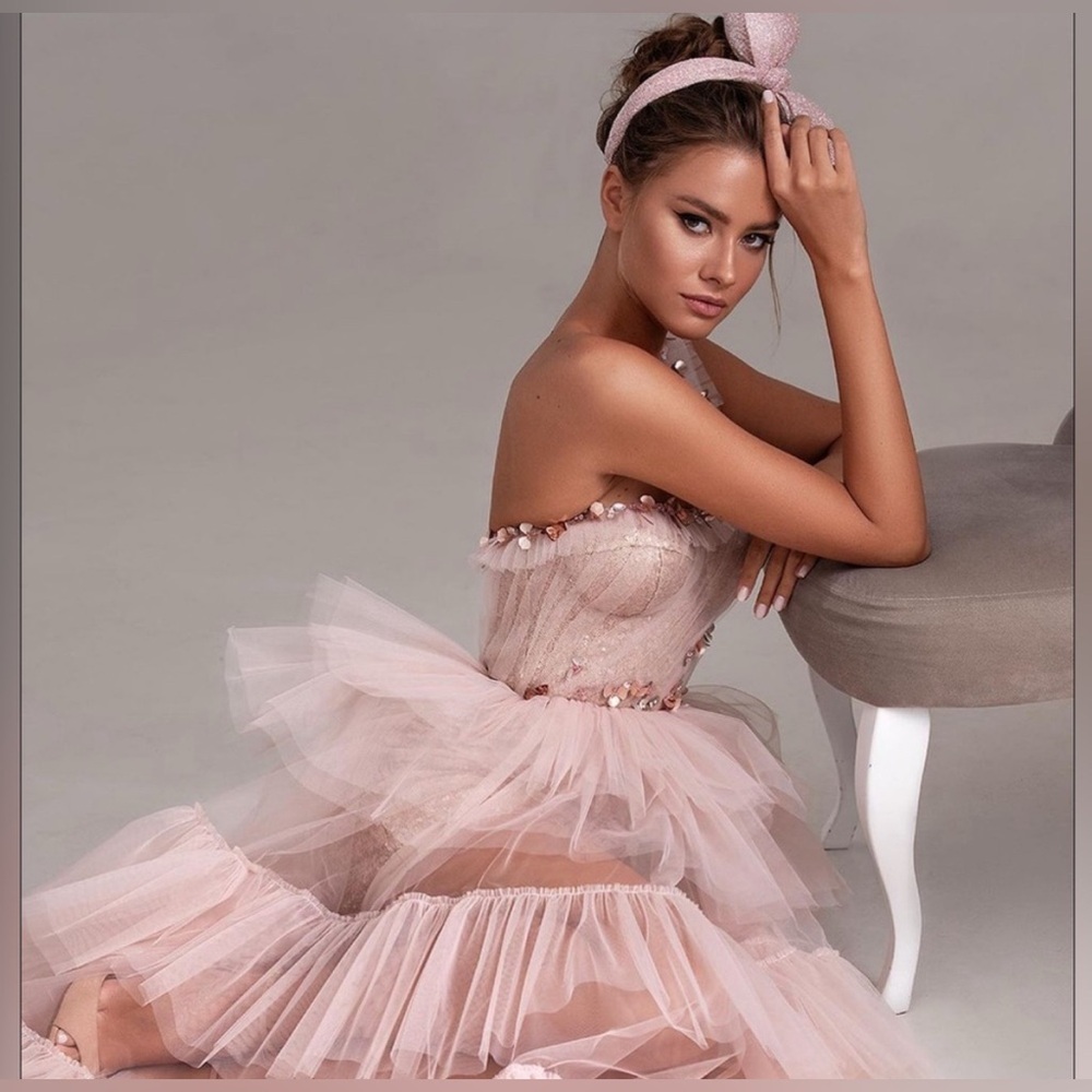 Blush Pink Tulle Gown - Picture 3 of 5